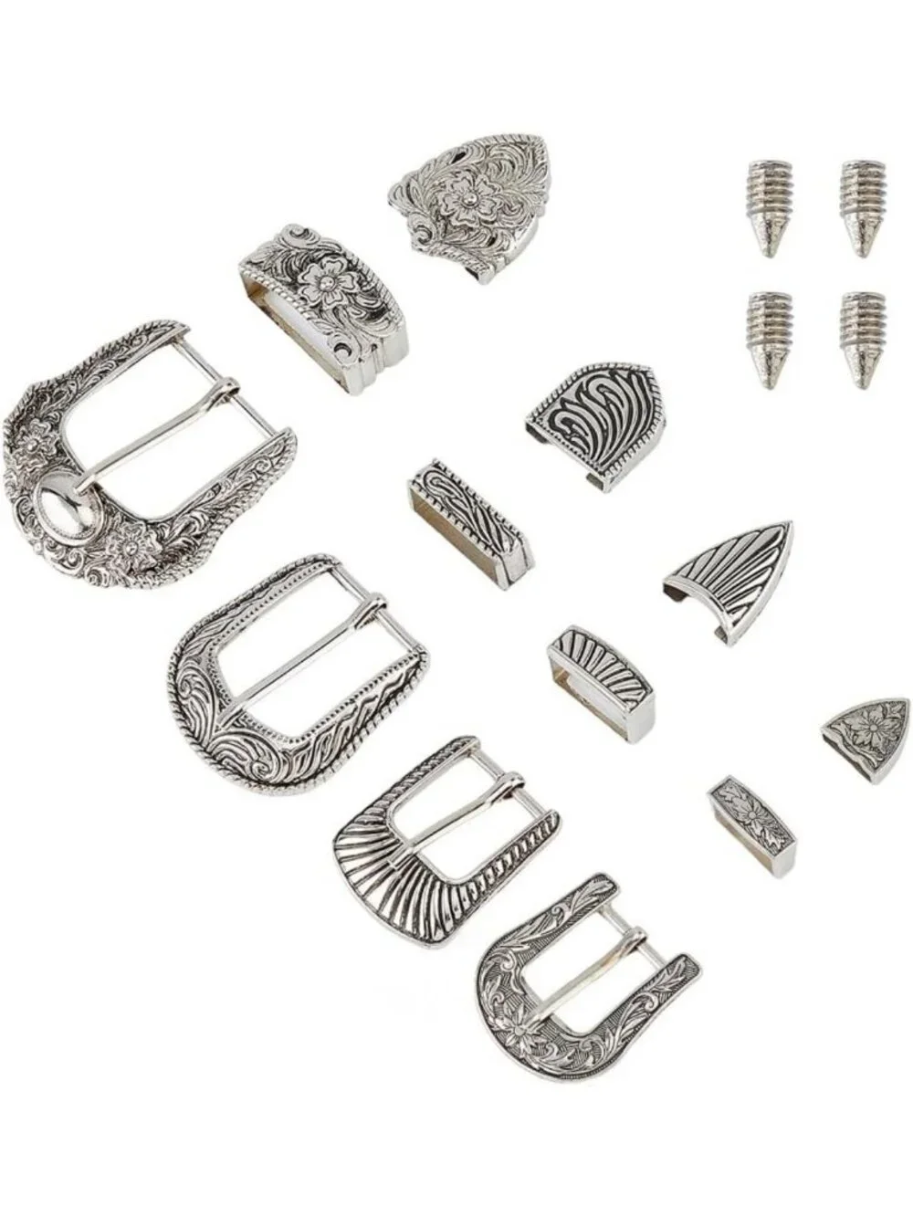Western Cowboy Belt Buckle Set - 3/4 Alloy Engraved Replacement Buckles for
